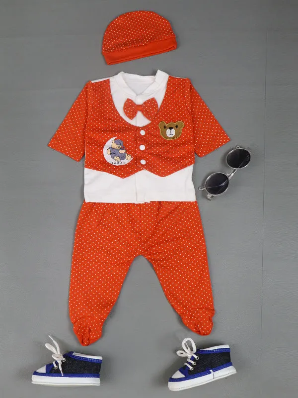 0Mth - 3Mth Bear Red Baba Suit For Newborns AJ NBS62