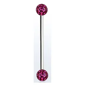 1,2mm-titanium industrial met 3mm kristal balletje Roze