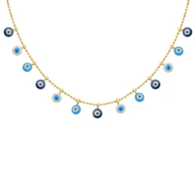 14K GOLD BLUE EYE NECKLACE