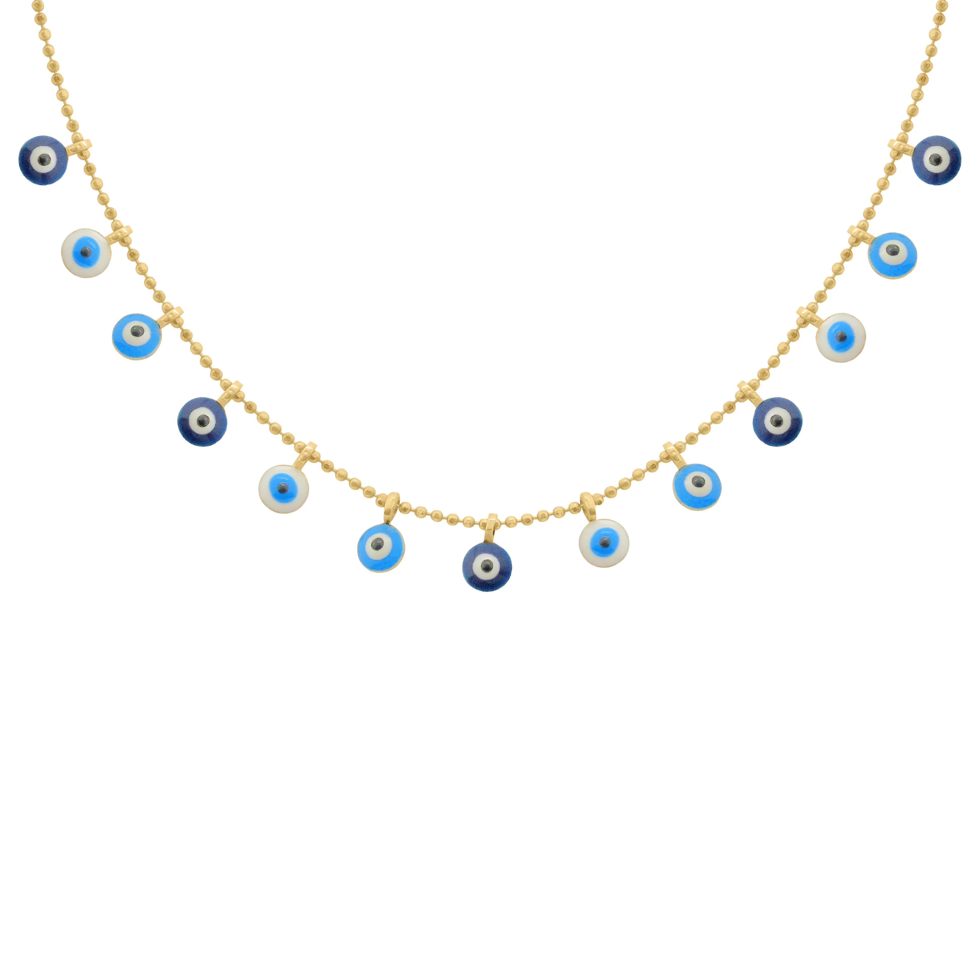 14K GOLD BLUE EYE NECKLACE