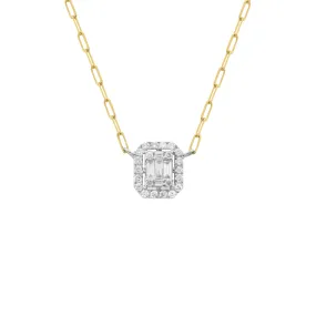 14K GOLD DIAMOND COVE PAPER CLIP NECKLACE