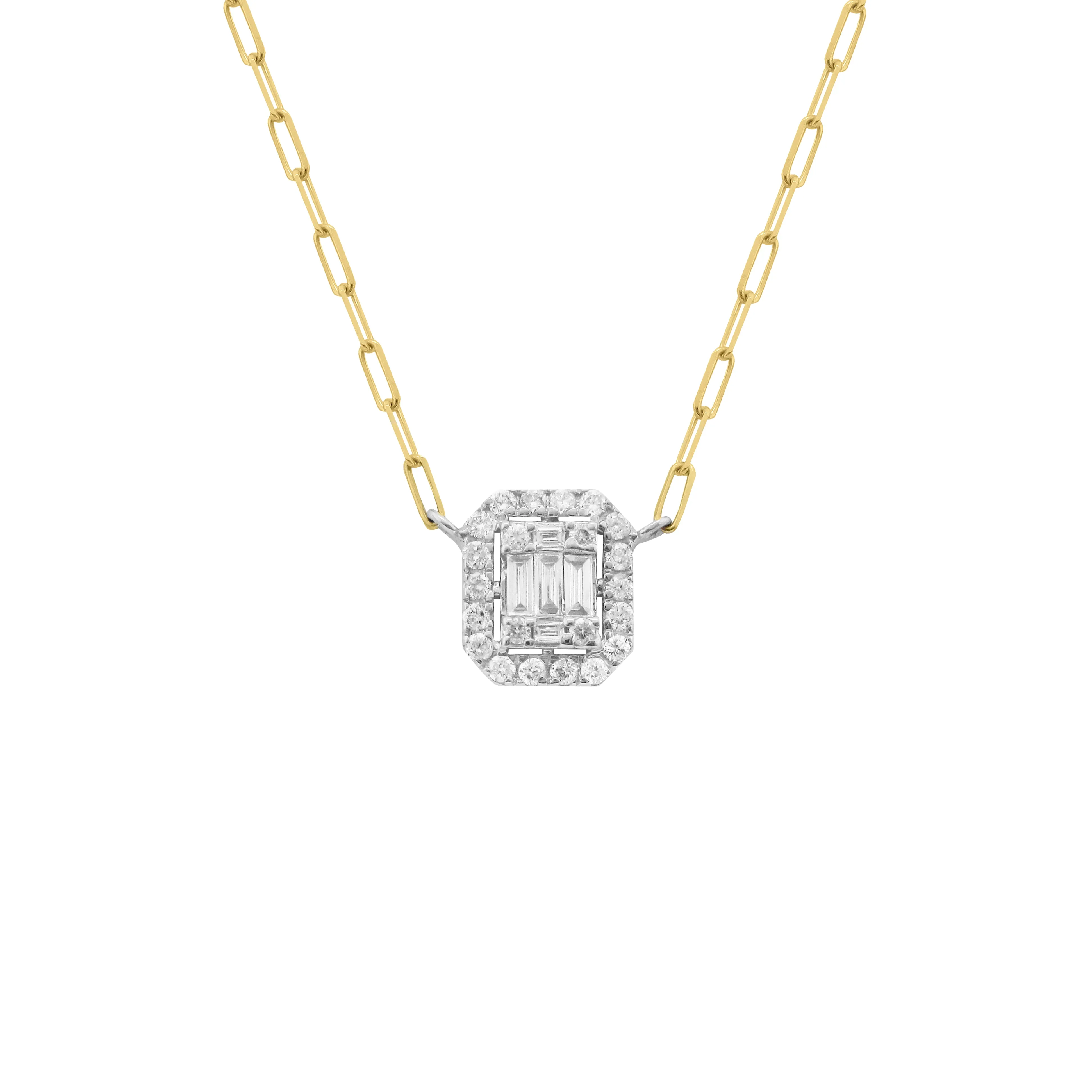 14K GOLD DIAMOND COVE PAPER CLIP NECKLACE