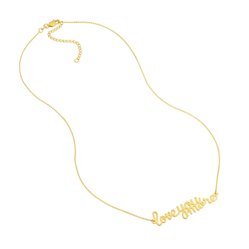 14k Yellow Gold 'I Love You More' Pendant Necklace