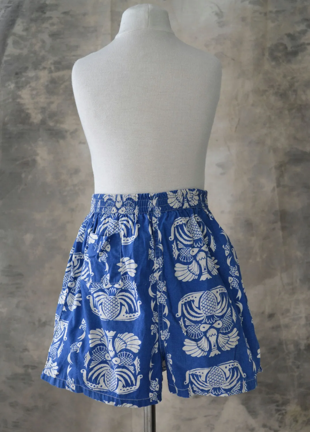 1950s Vintage Childs Blue Tropical Swim Trunks