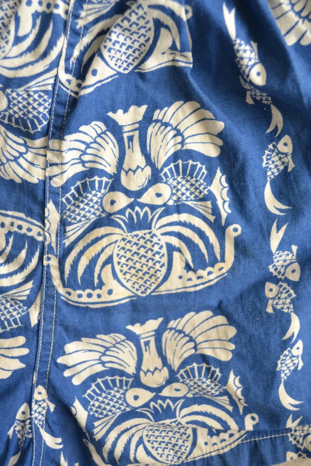 1950s Vintage Childs Blue Tropical Swim Trunks