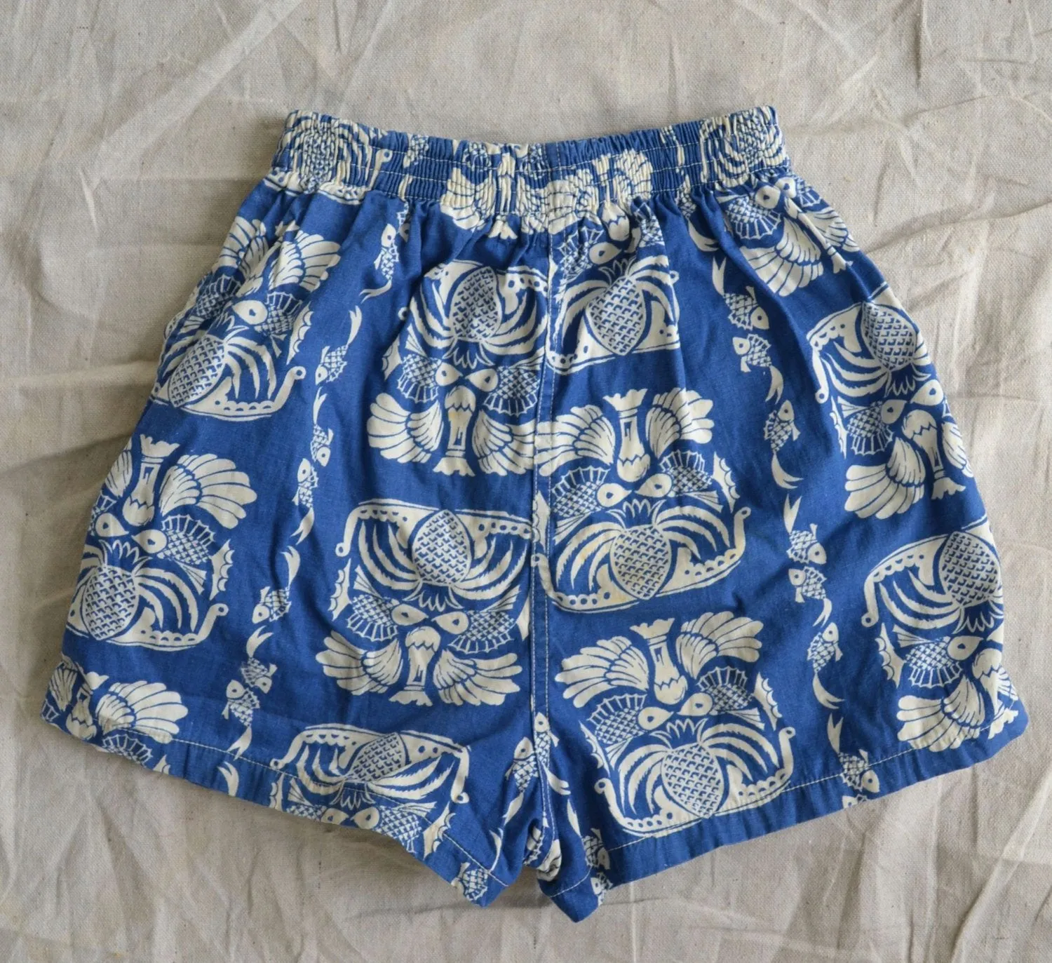 1950s Vintage Childs Blue Tropical Swim Trunks