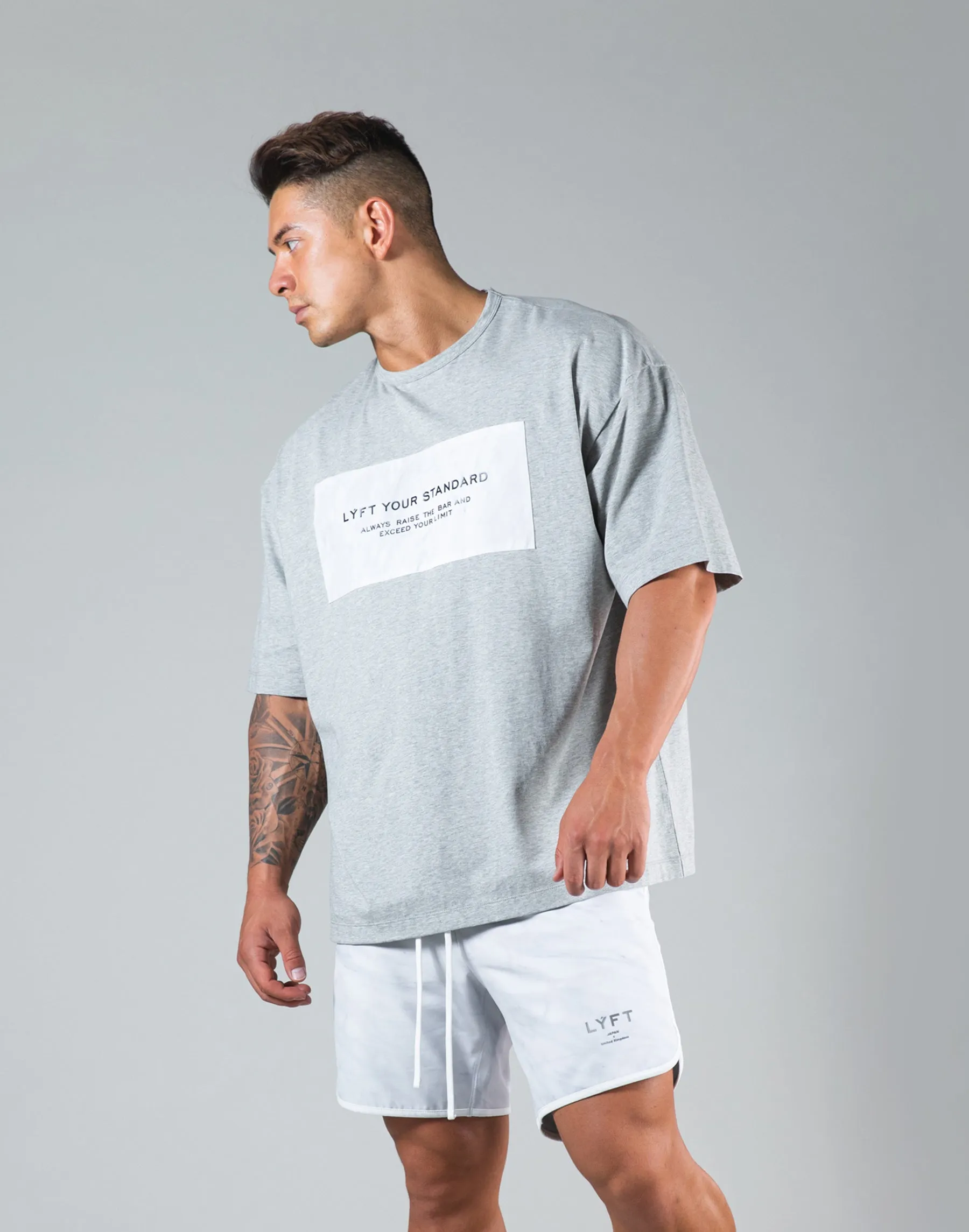 2Way Stone Patch Big T-Shirt "Wide Body" - Grey