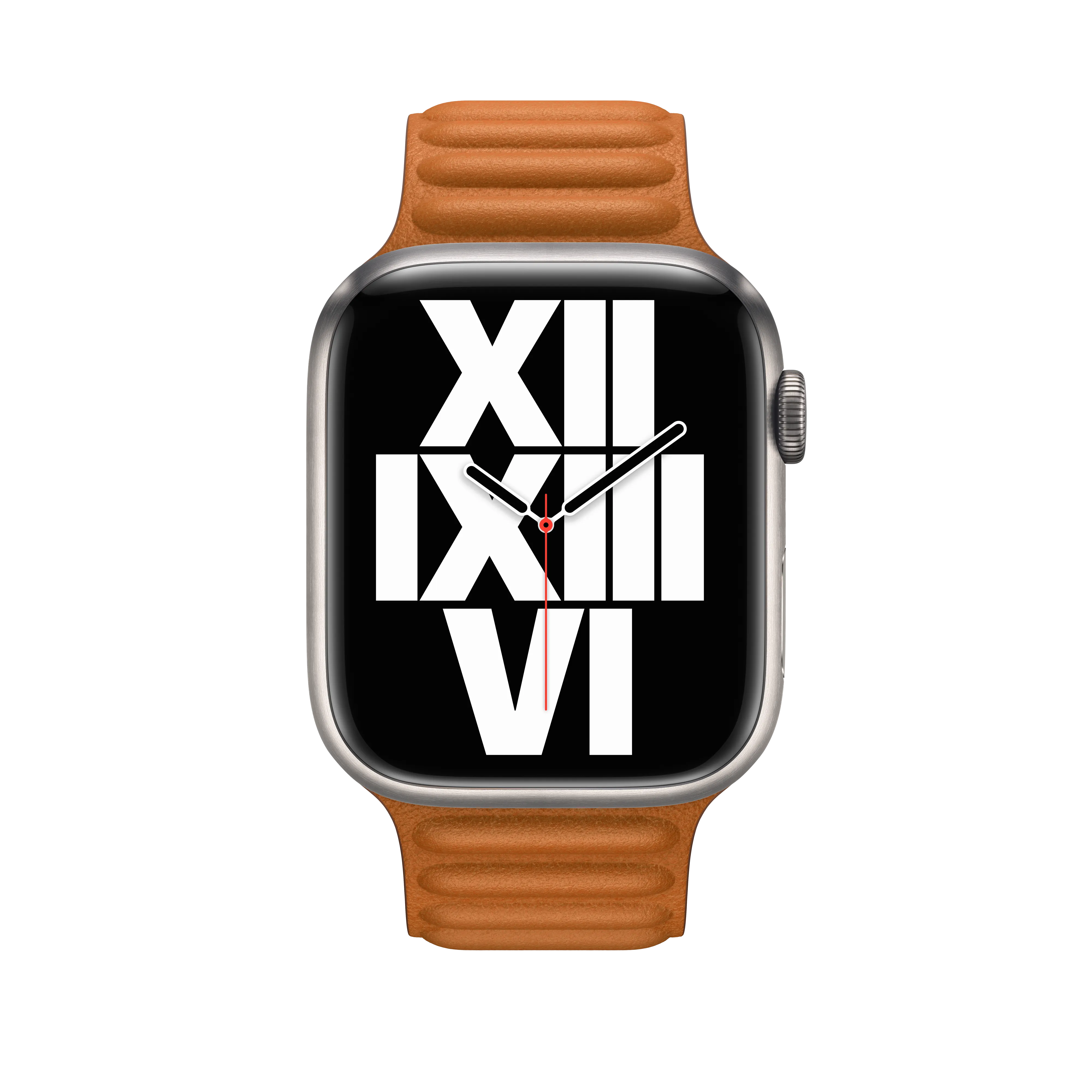 45mm Golden Brown Leather Link - M/L