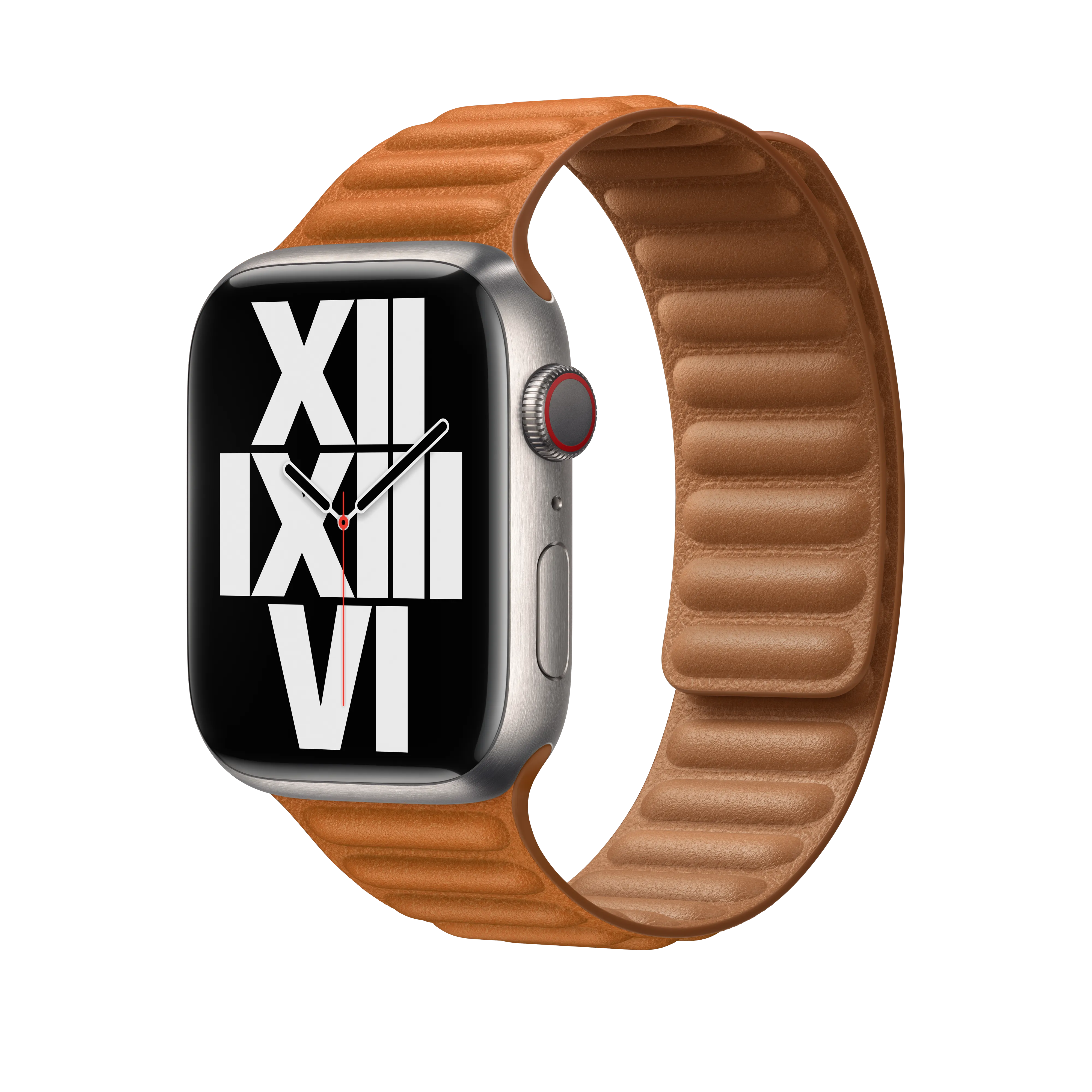 45mm Golden Brown Leather Link - M/L