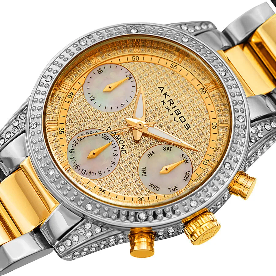 Akribos Xxiv Diamond Gold Dial Two-tone Men's Watch AK1038TTG