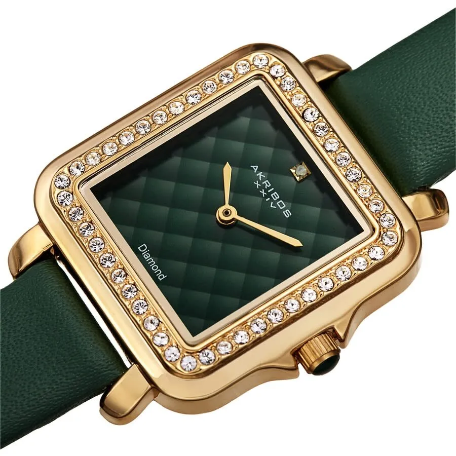 Akribos Xxiv Quartz Diamond Green Dial Ladies Watch AK1106GN