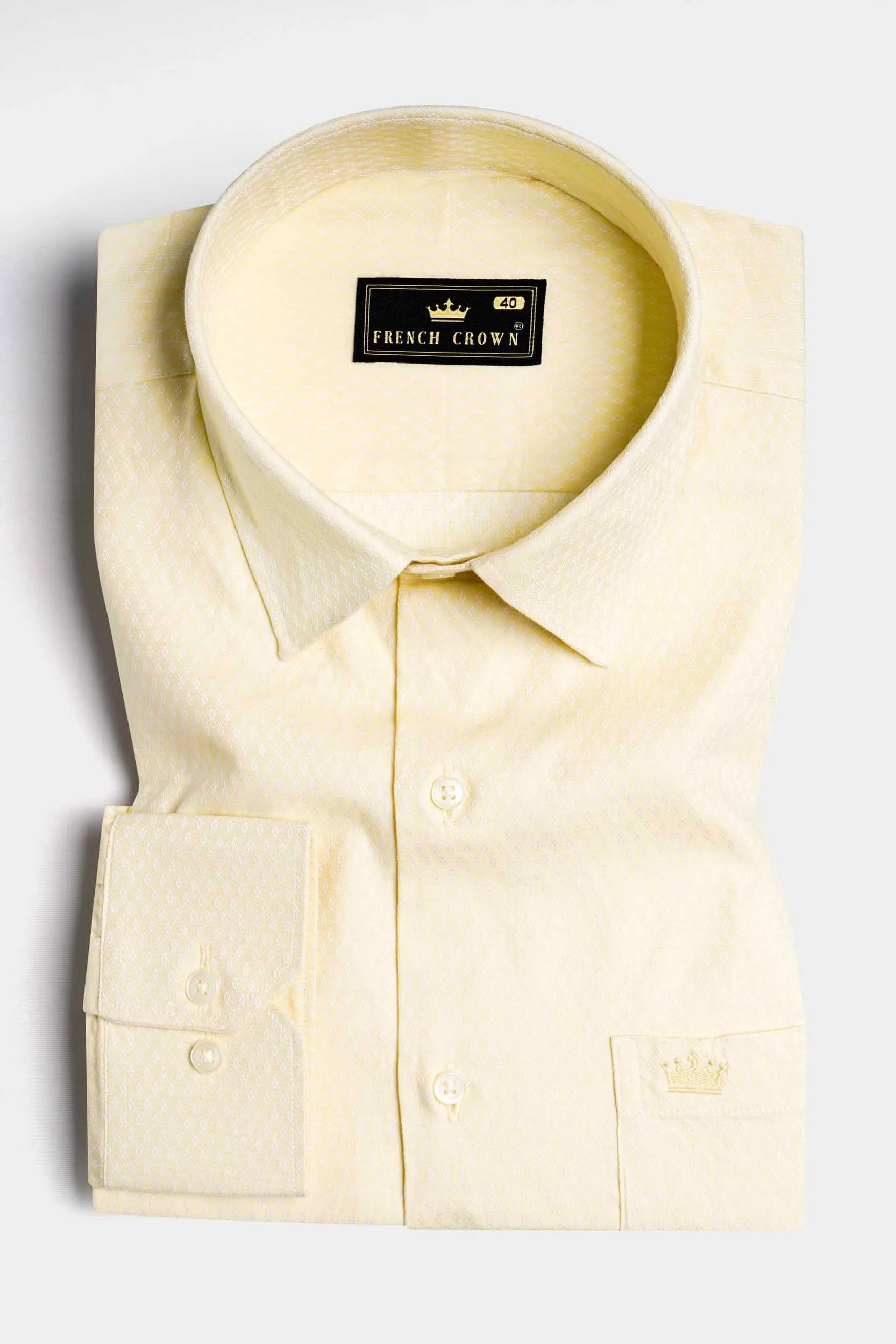 Albescent Yellow Dobby Textured Premium Giza Cotton Shirt