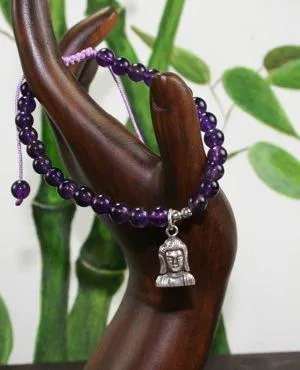 Amethyst Wrist Mala with Buddha