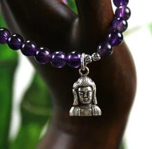 Amethyst Wrist Mala with Buddha