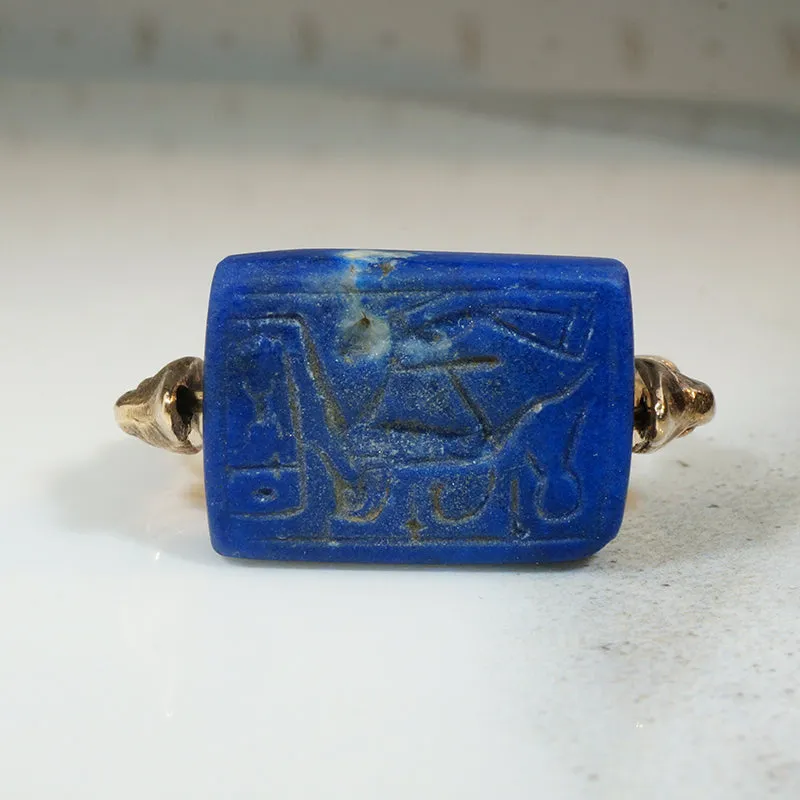 Ancient Egyptian Lapis Duck Heads Ring