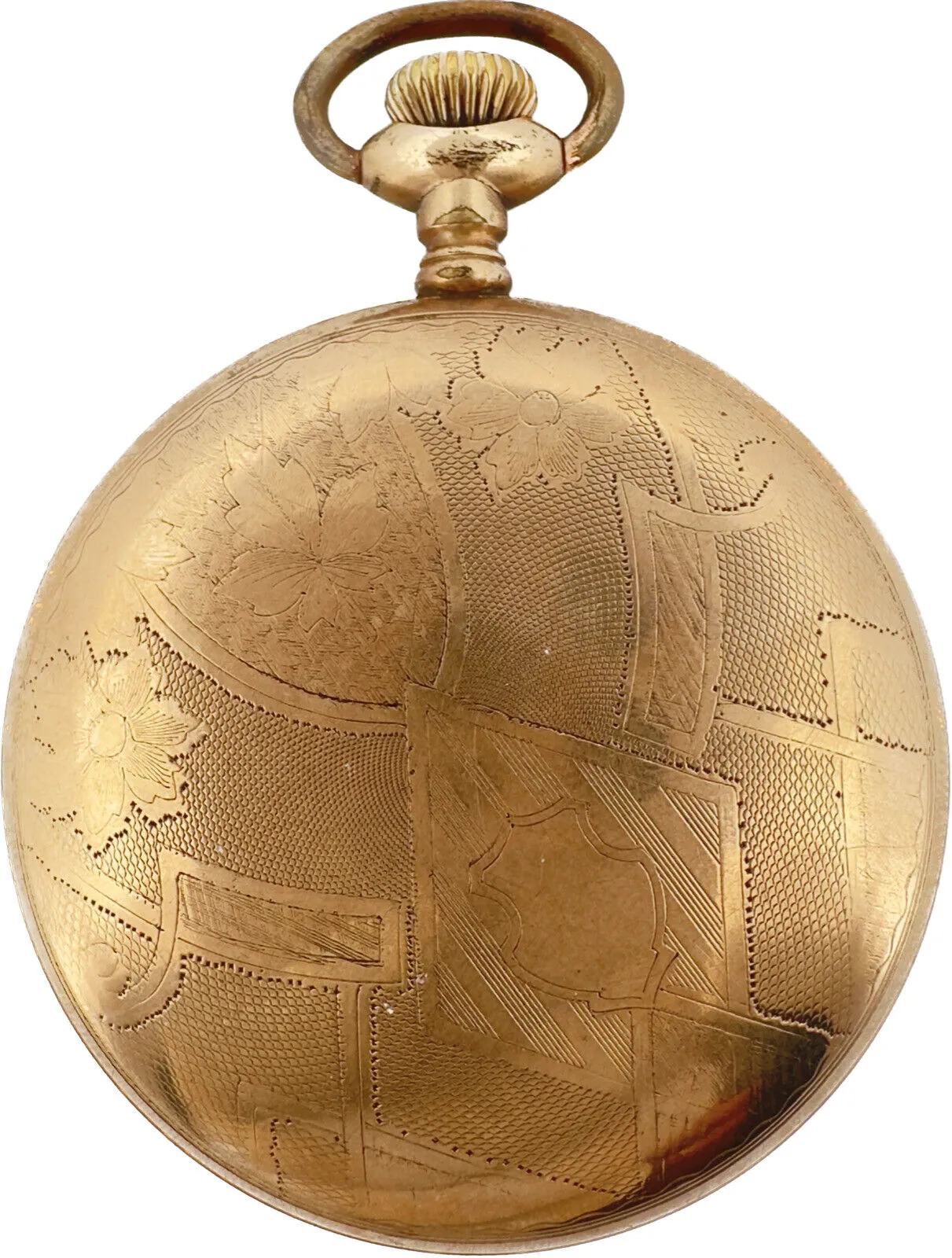 Antique 16 Size Waltham 17J Mechanical Pocket Watch Gold Filled w Guilloche Finish