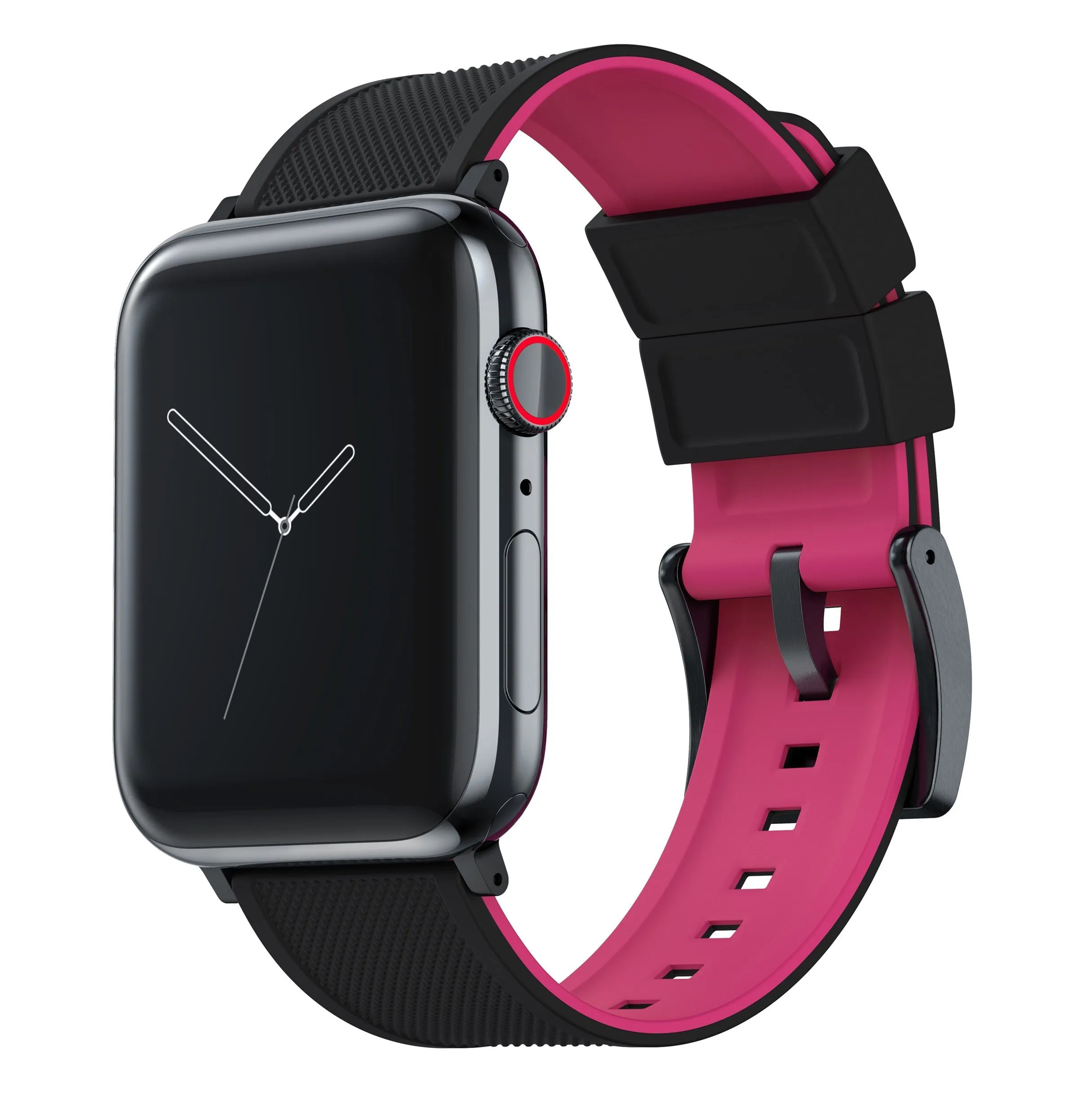 Apple Watch Elite Silicone Black Top Pink Bottom Watch Band