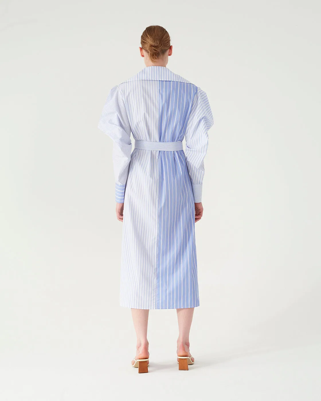 Arlo Dress Cotton Pinstripe Blue