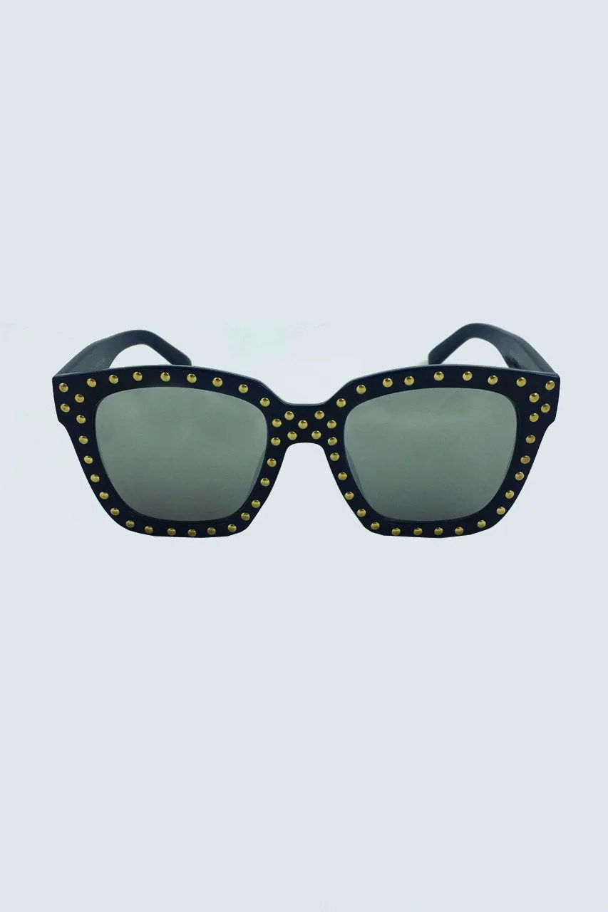 Black & Gold Studded Wayfarer