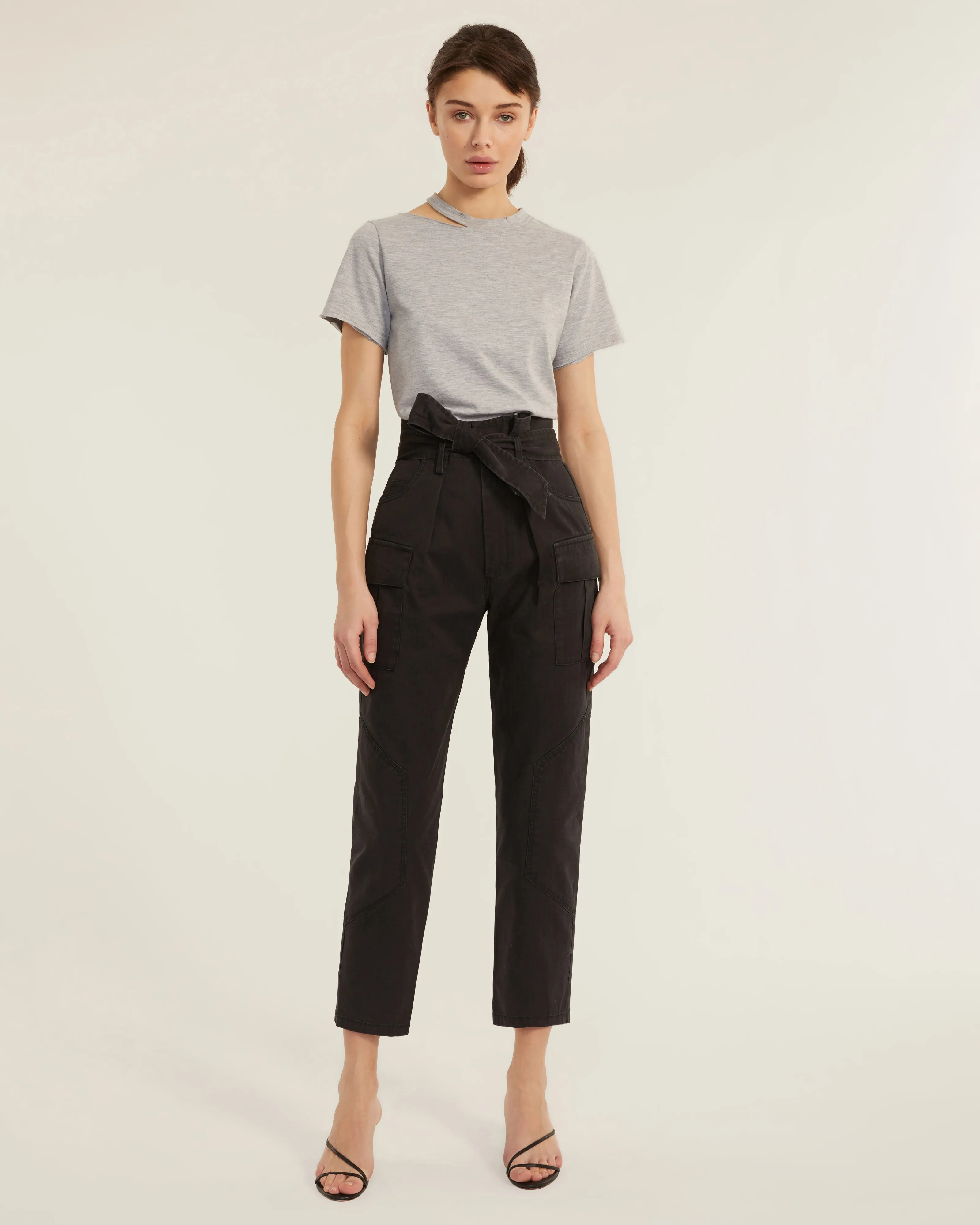 Bryn Paper Bag Vintage Washed Pant in Washed Black