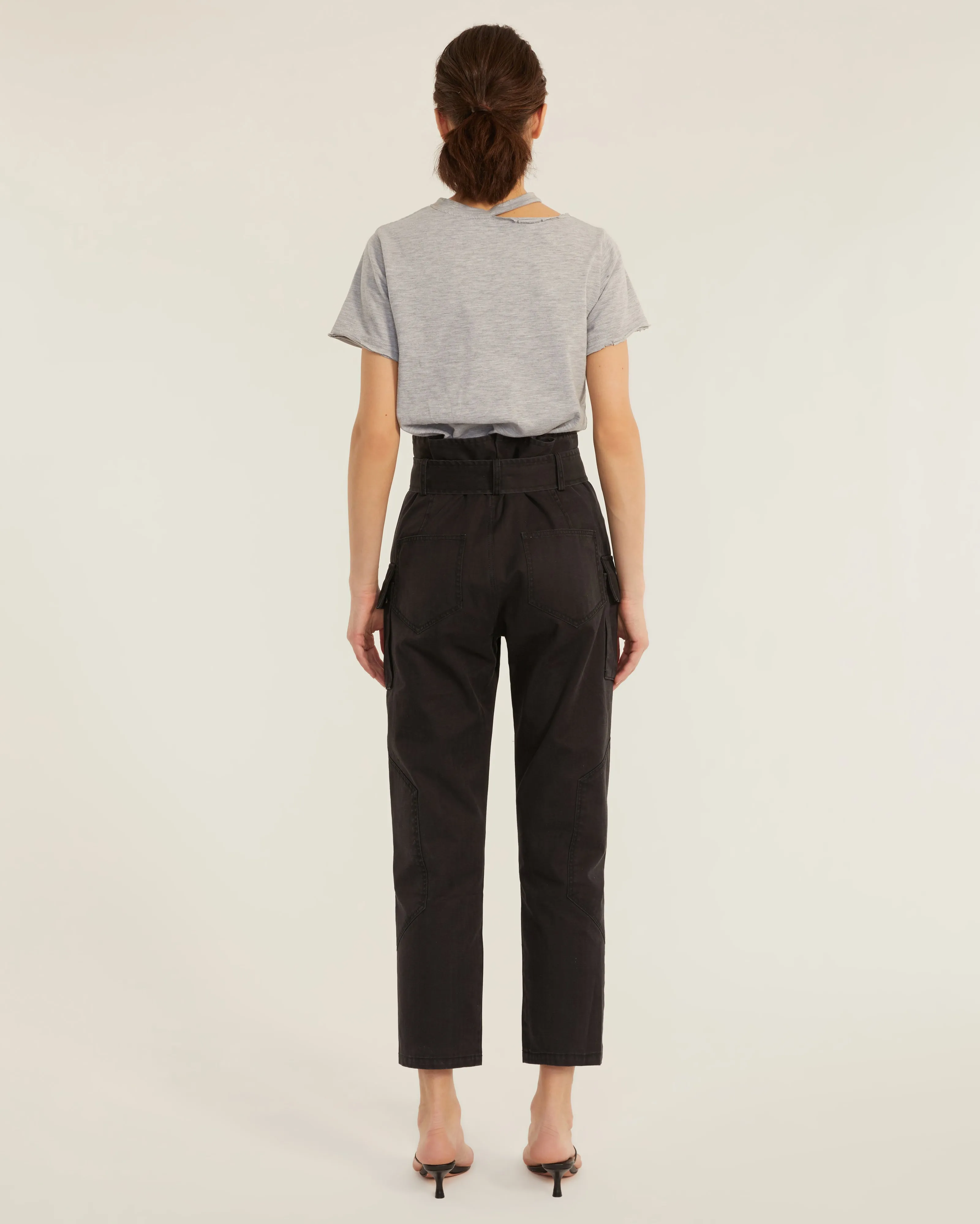 Bryn Paper Bag Vintage Washed Pant in Washed Black