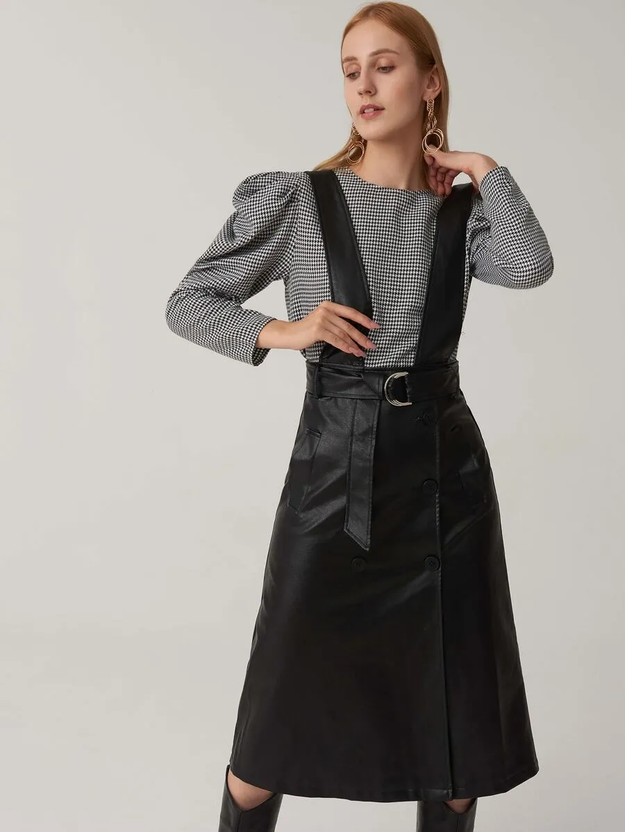 Buckle Belted Overall Dress