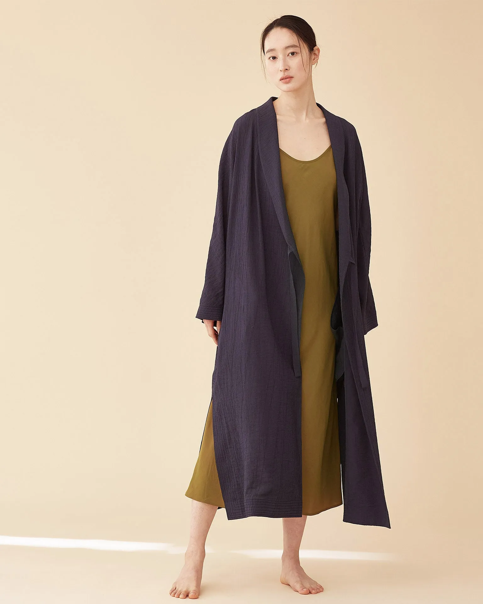 Caroline Long Slip Dress / Olive Green