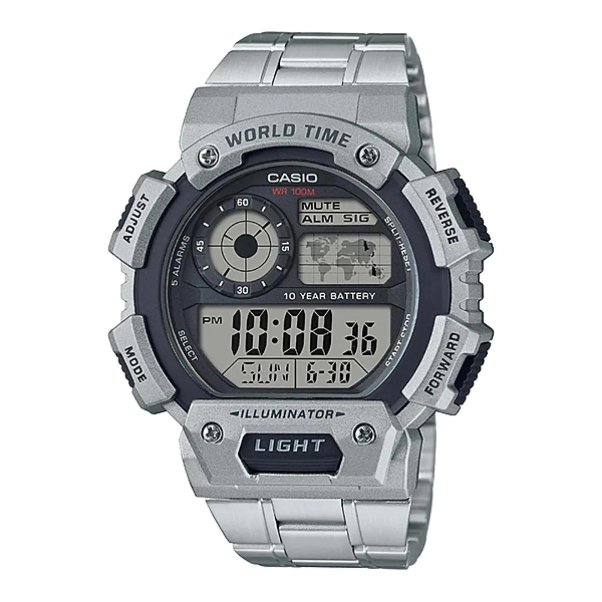 CASIO ILLUMINATOR DIGITAL SILVER STRAP WATCH | AE-1400WHD-1AVDF