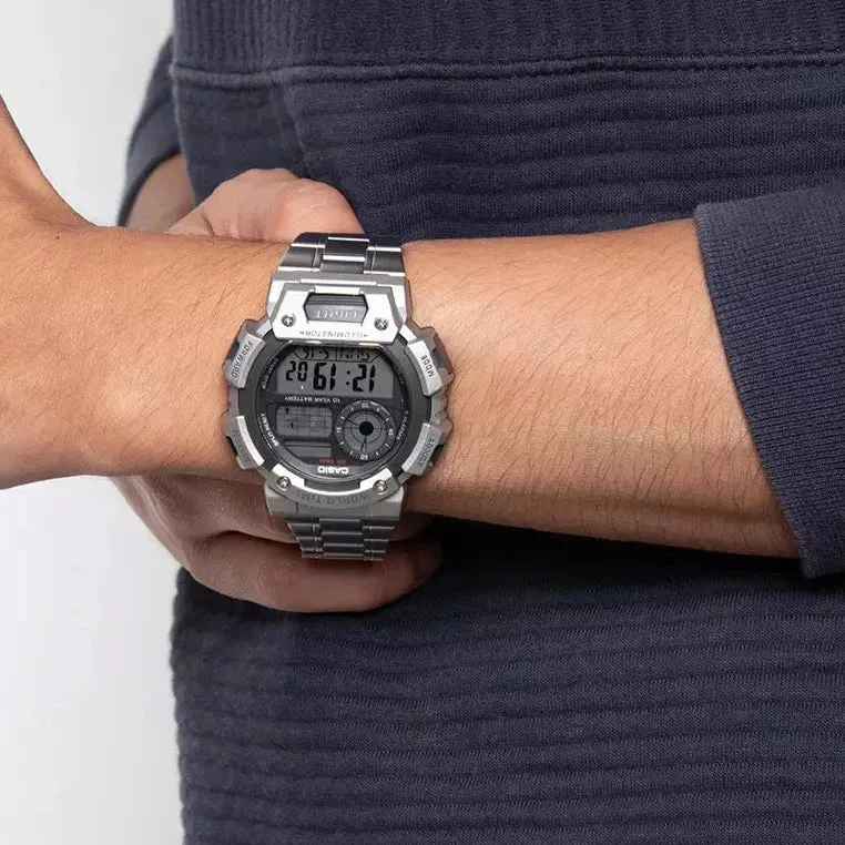 CASIO ILLUMINATOR DIGITAL SILVER STRAP WATCH | AE-1400WHD-1AVDF