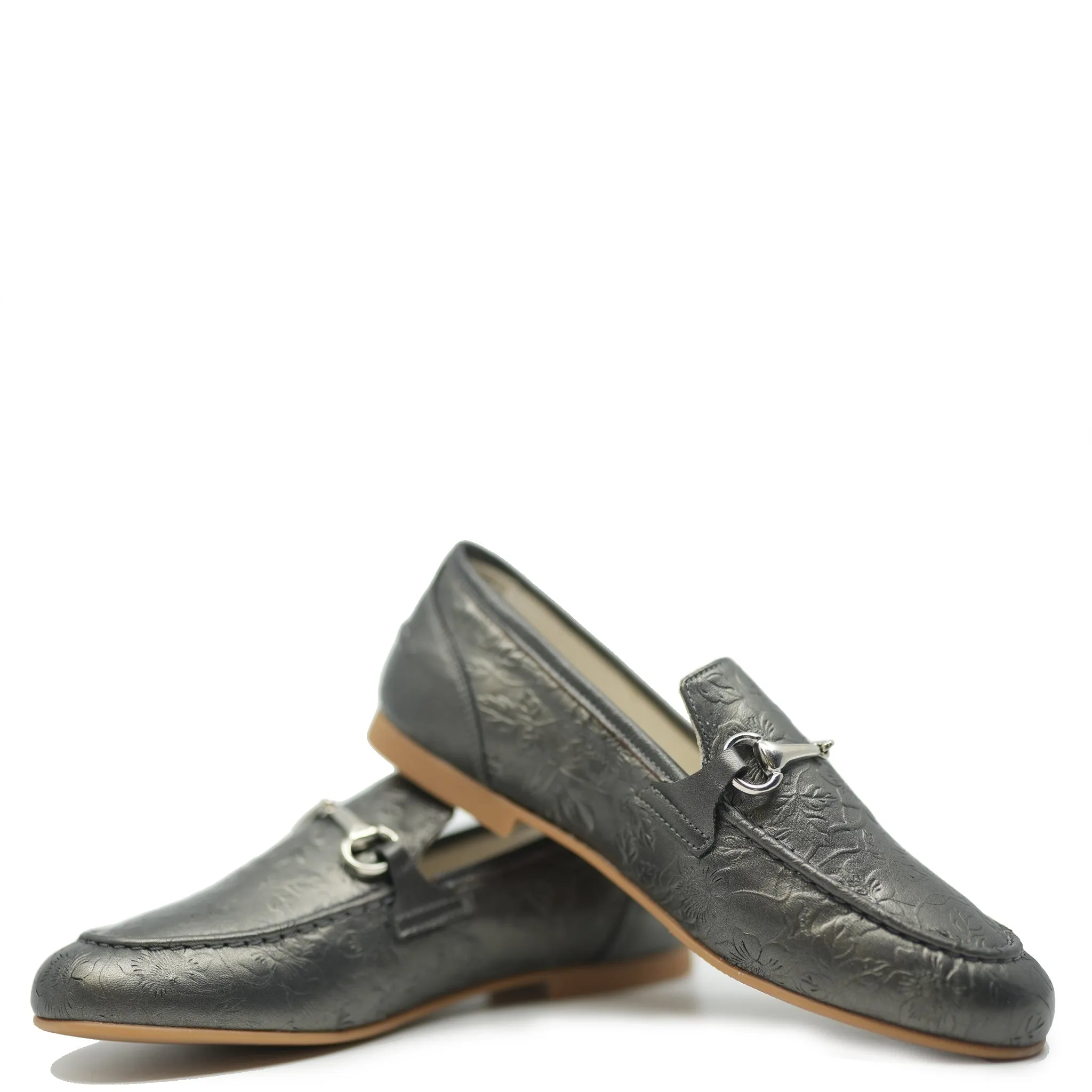 Confetti Pewter Stamped Buckle Loafer