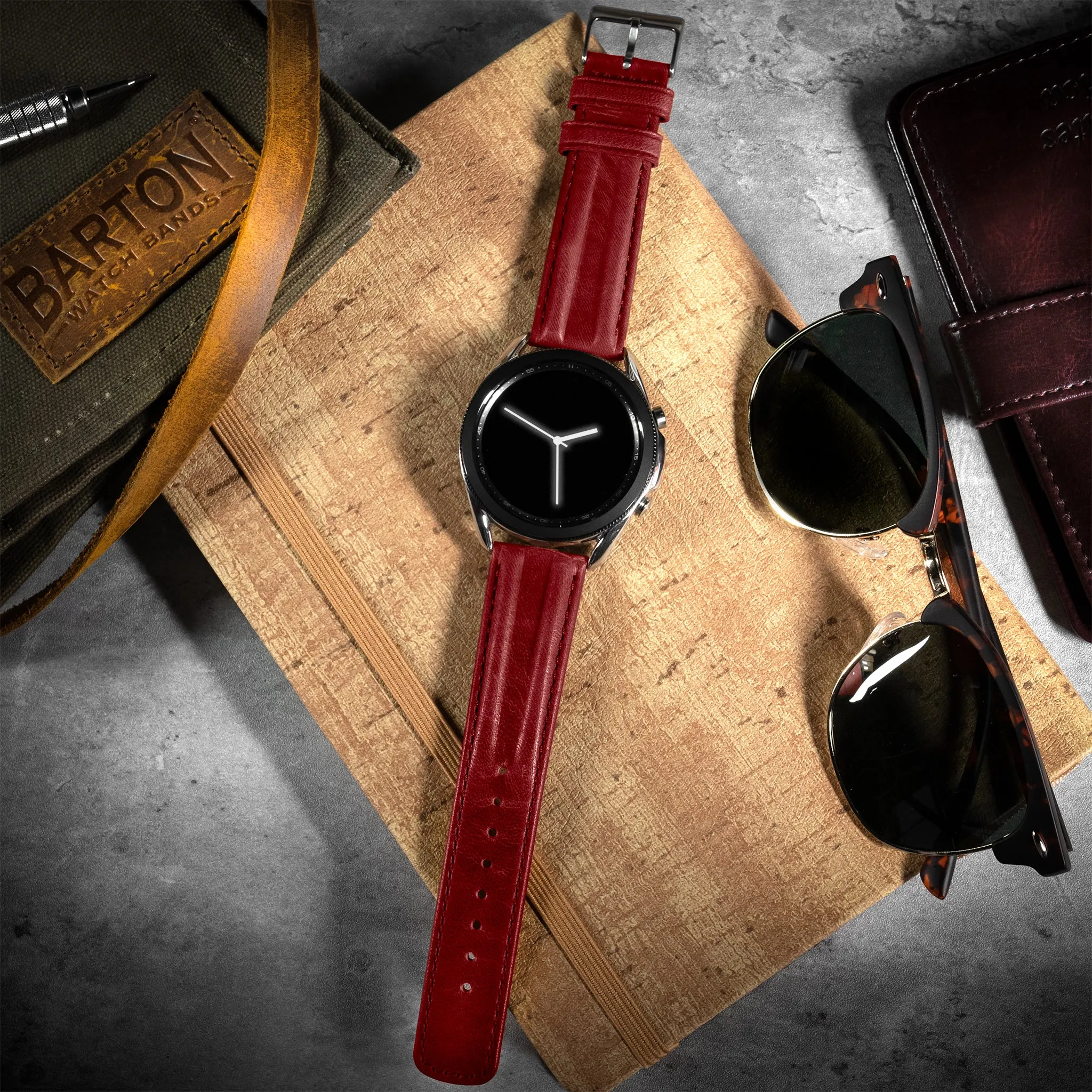 Crimson Red Classic Horween Leather Watch Band