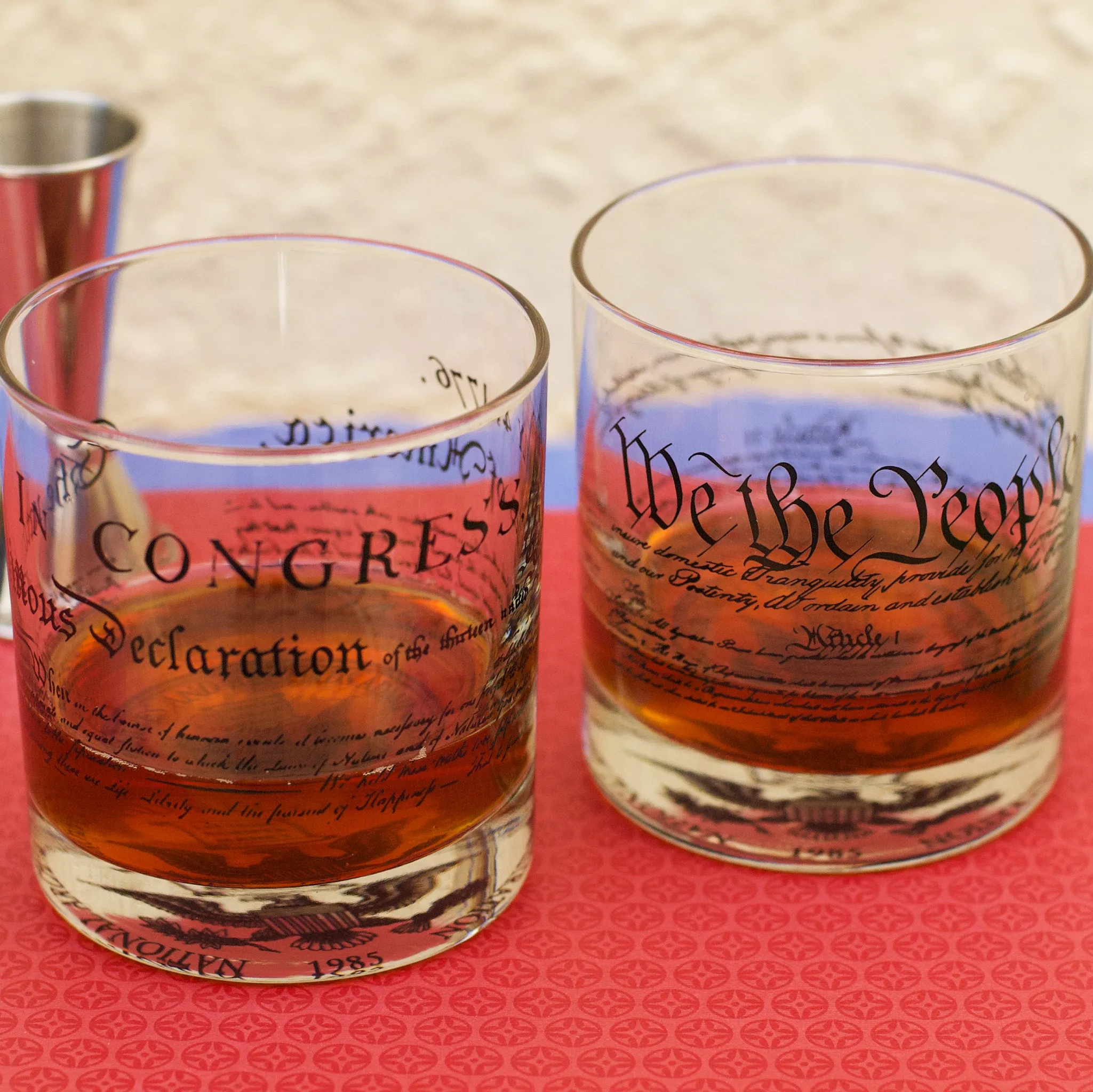 Declaration of Independence and U.S. Constitution Rocks Glass Set