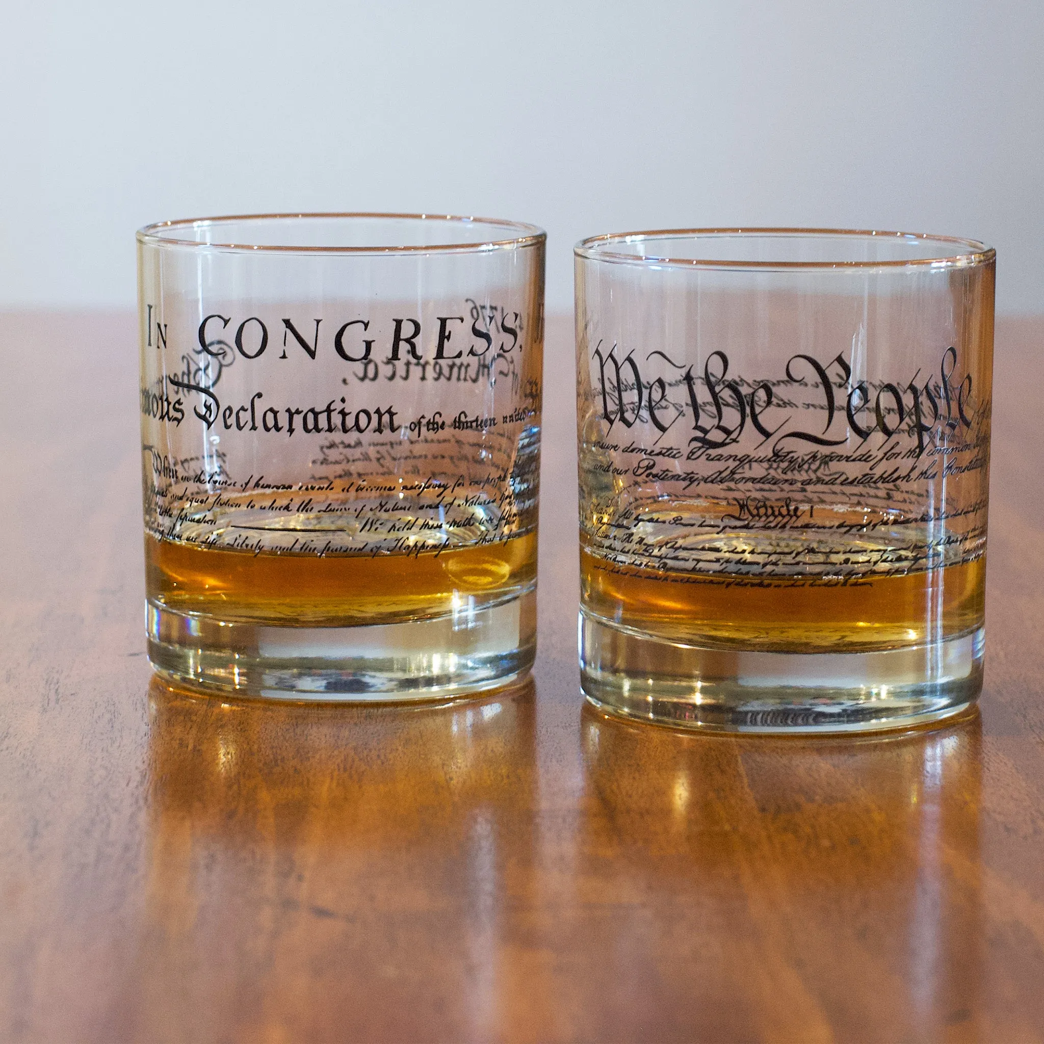 Declaration of Independence and U.S. Constitution Rocks Glass Set