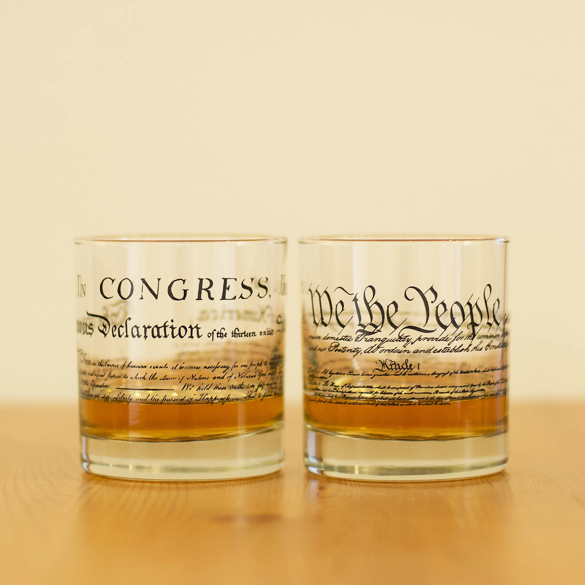 Declaration of Independence and U.S. Constitution Rocks Glass Set