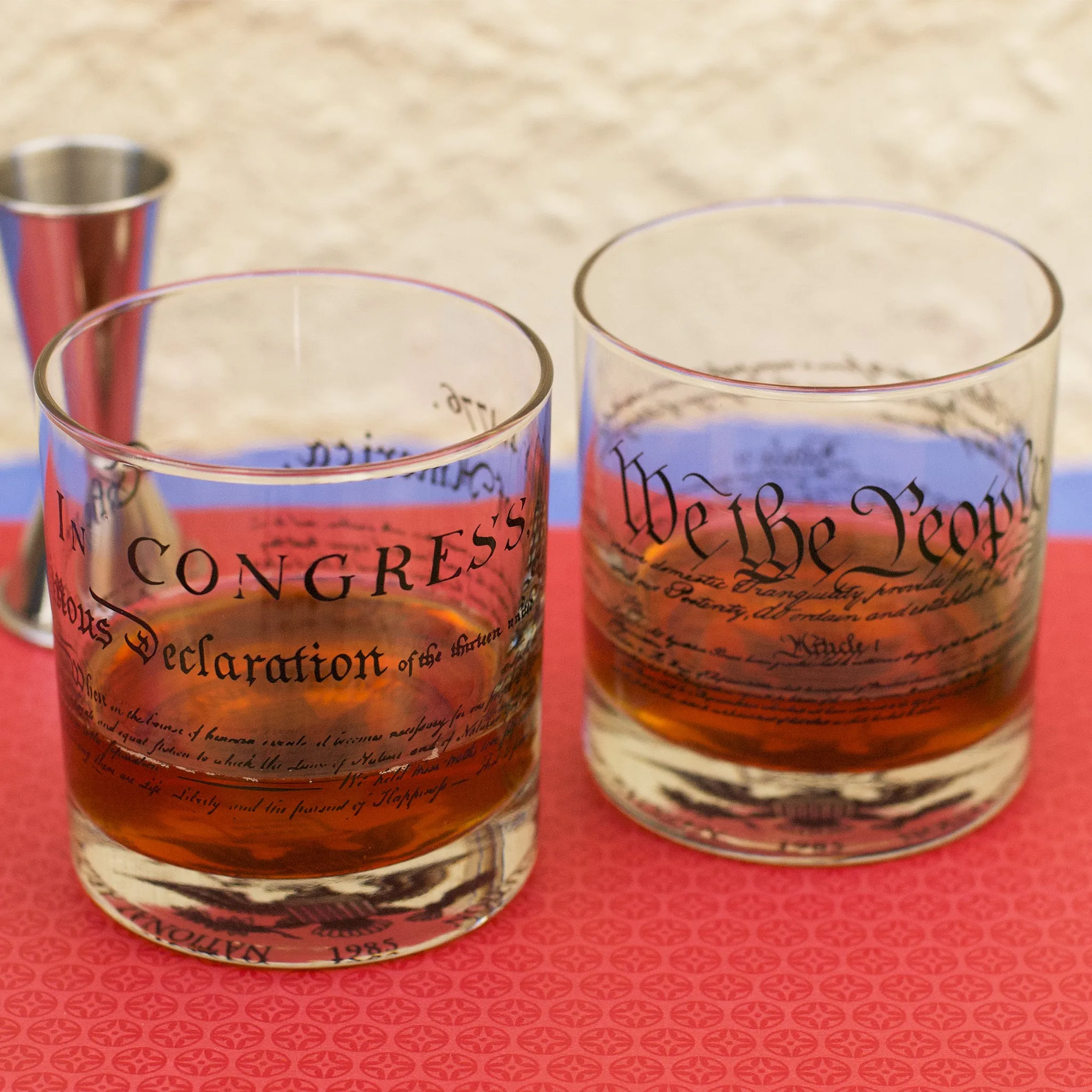 Declaration of Independence and U.S. Constitution Rocks Glass Set