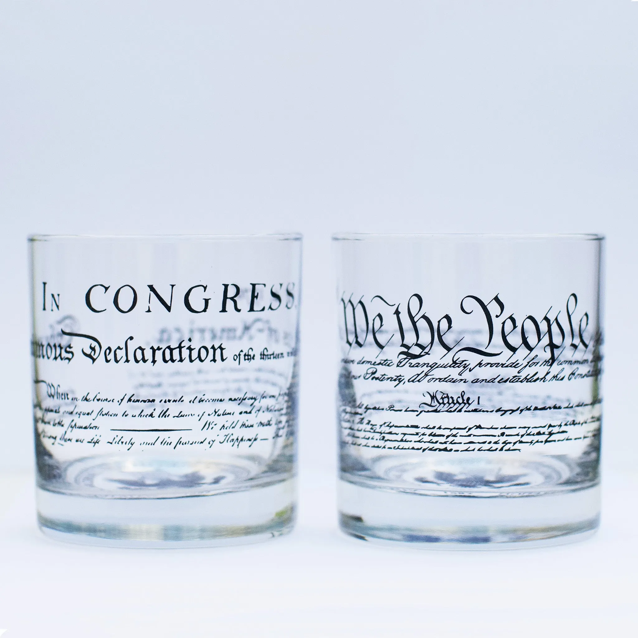 Declaration of Independence and U.S. Constitution Rocks Glass Set