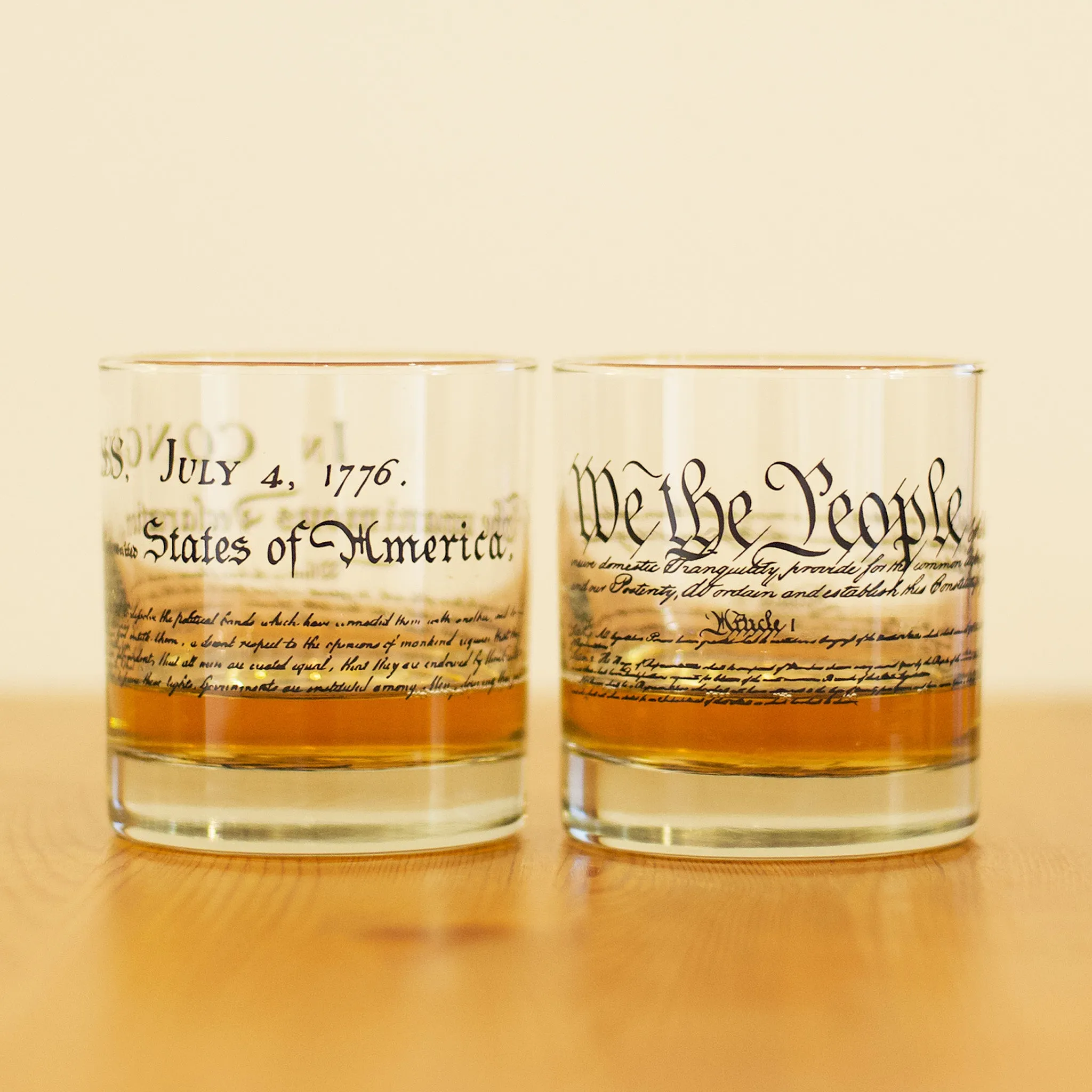 Declaration of Independence and U.S. Constitution Rocks Glass Set