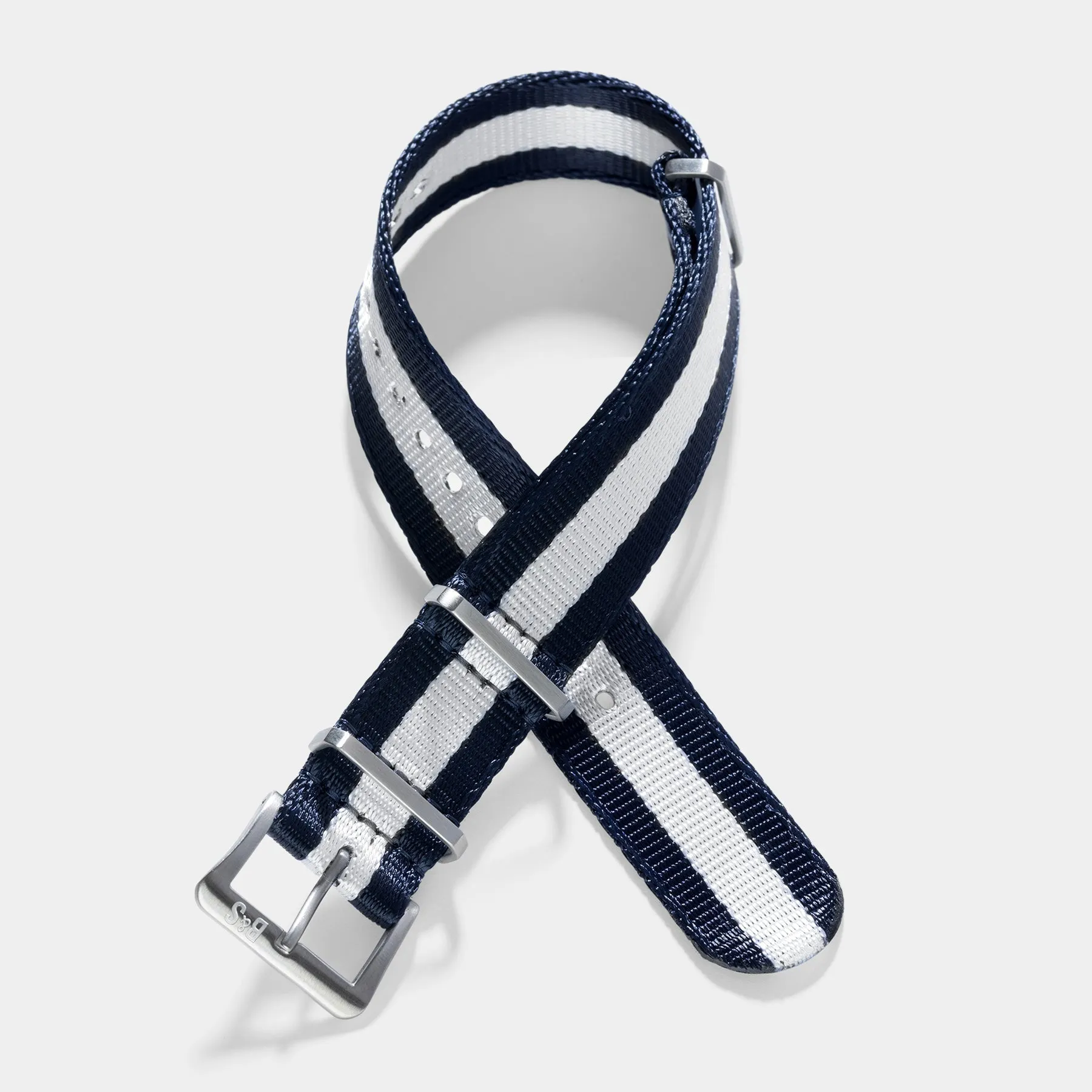 Deluxe Nylon Single Pass Watch Strap Navy White