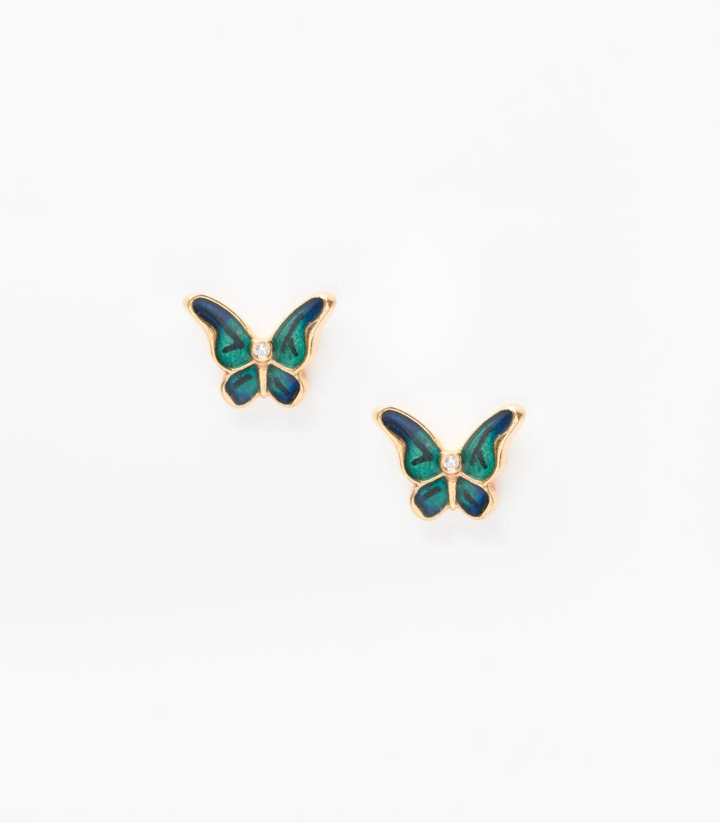 Dual butterfly aqua pendant set