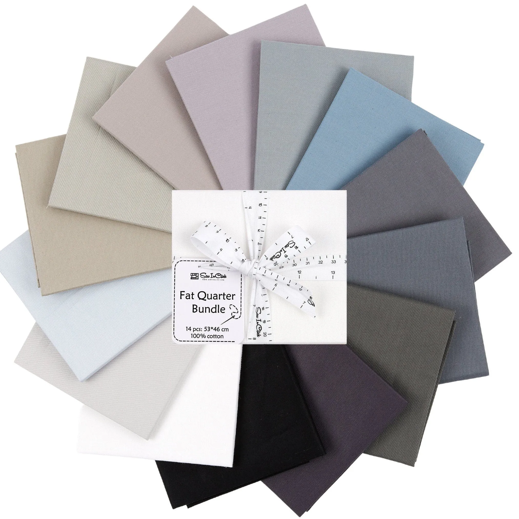 Fat Quarter Bundle -100% Cotton | Pure Solids | Monochrome l Mix - 14 Colors | Quilting & Crafting Soft Fabric | Special Gift Bundle