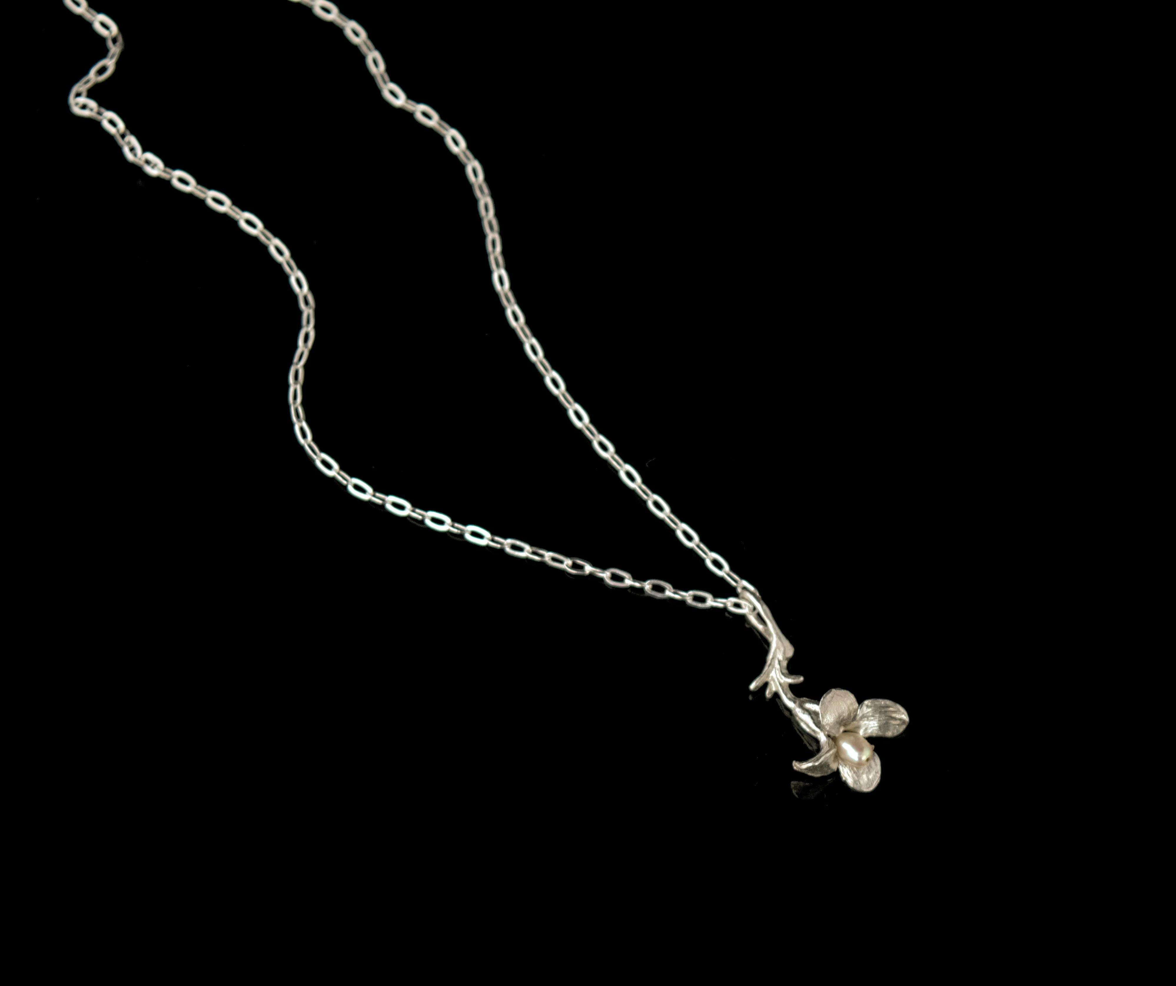 Fine Wildflower Silver Drop Pendant