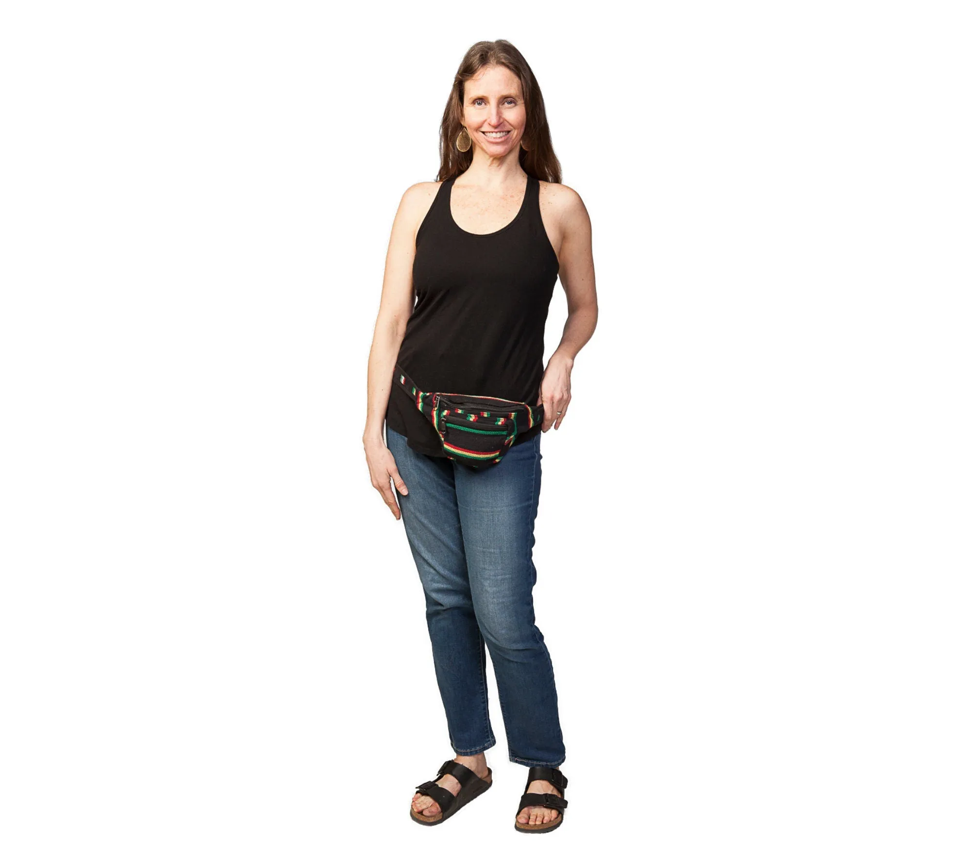 Funky Black Fanny Pack, 100% Cotton Hip Pack, Retro Style Bag