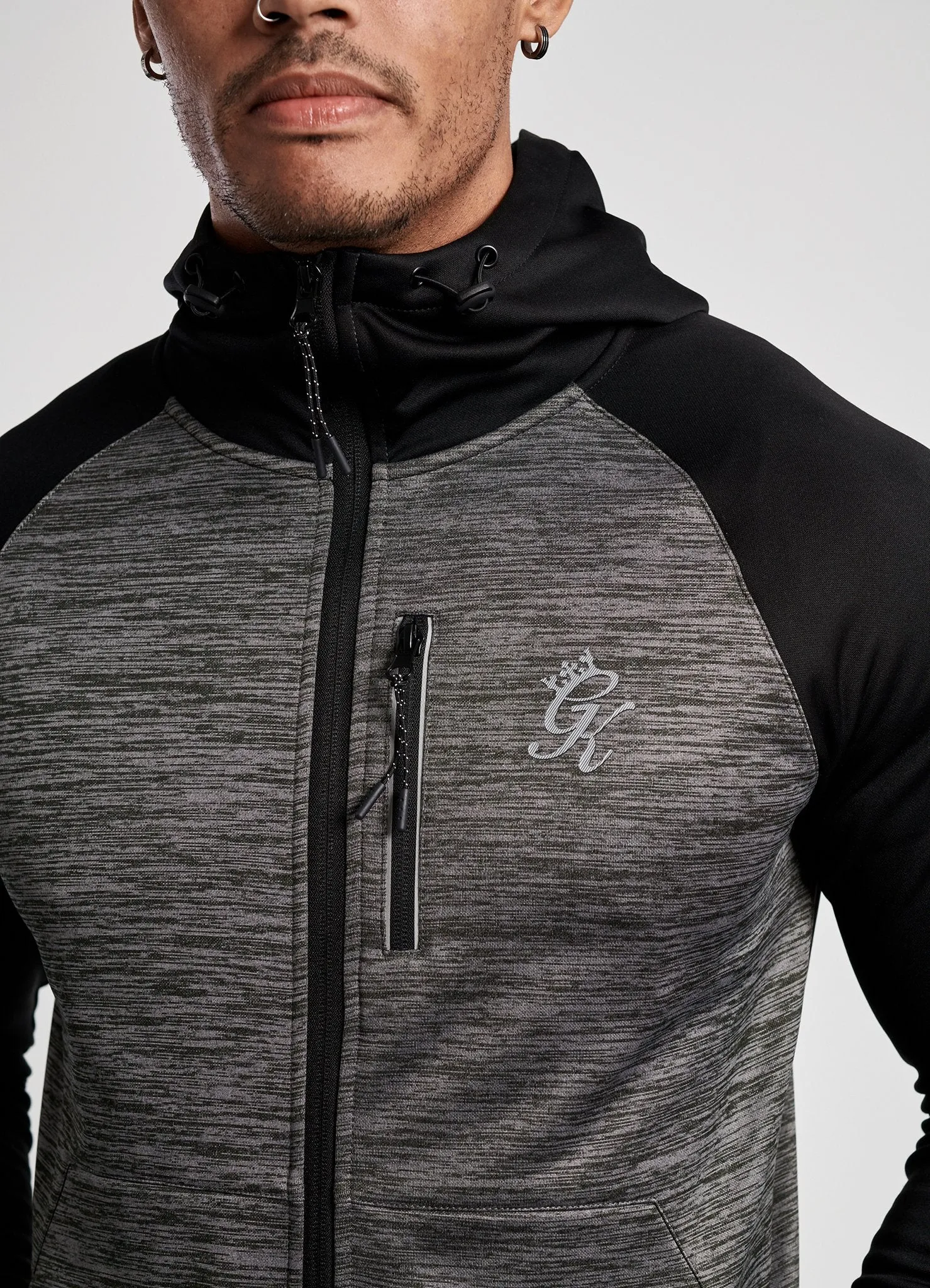 GK Olympus Full Zip Hoodie - Black/Charcoal Marl