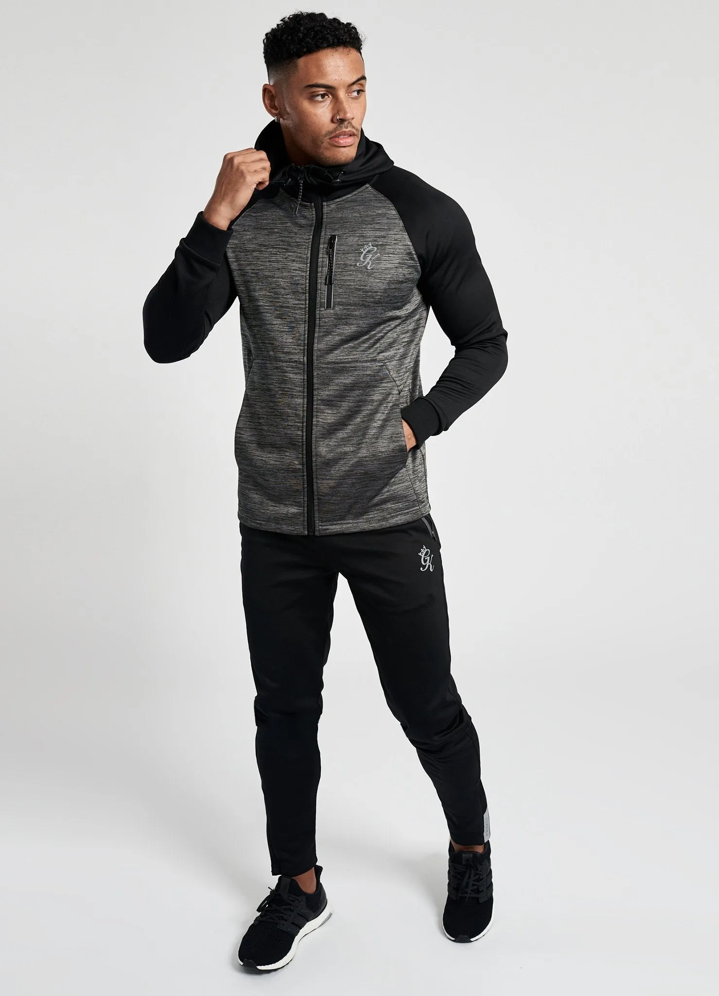 GK Olympus Full Zip Hoodie - Black/Charcoal Marl