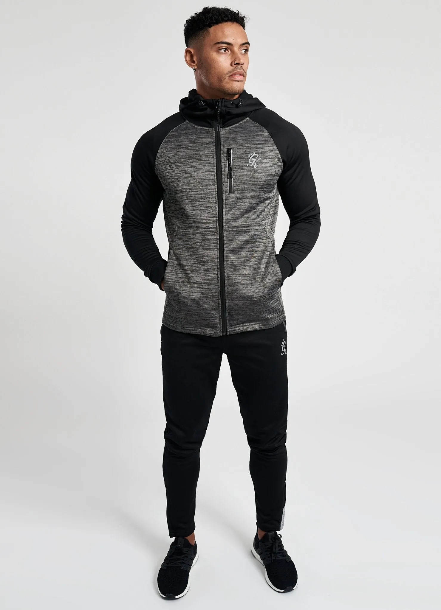 GK Olympus Full Zip Hoodie - Black/Charcoal Marl