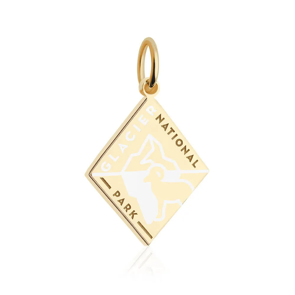 Glacier National Park Charm, Gold Enamel