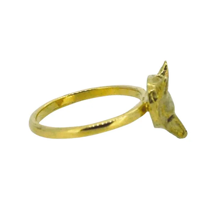 Gold Fox Head Ring