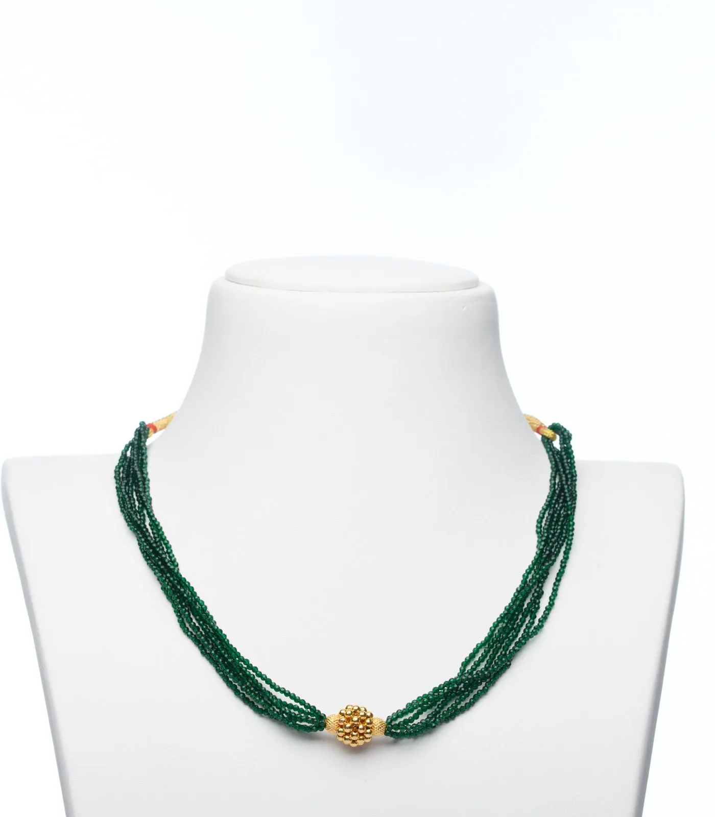 Green Beads Radiant Gold Pendant Necklace