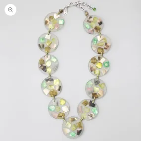 Green Iridescent Shell Claudia Necklace: Sylca