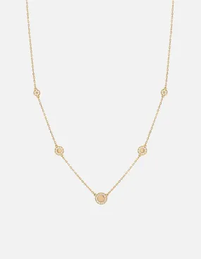 Halo Necklace, 14k Gold Pavé